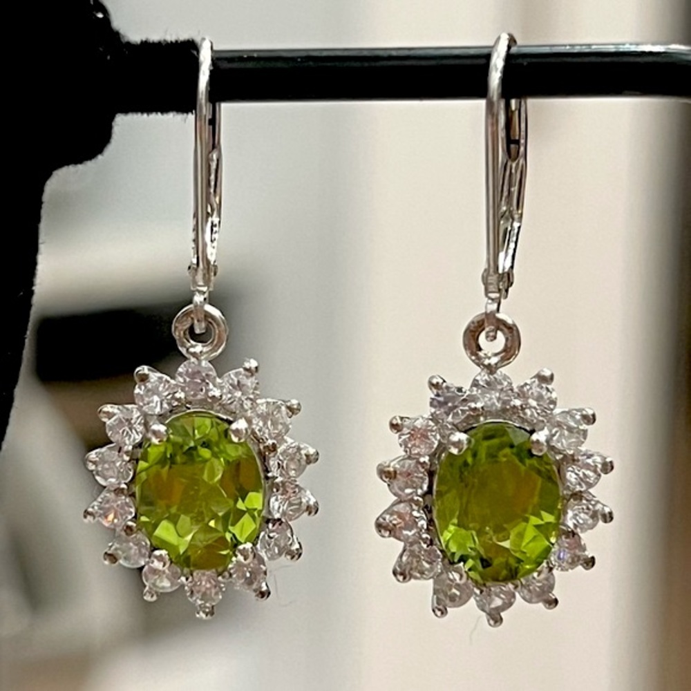 Hebei Peridot Cambodian Zircon Sterling Silver Lever Back Earrings